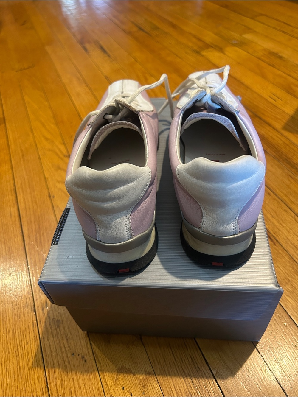 Prada Lilac and White Leather Lace-Up Sneakers - Picture 5 of 5